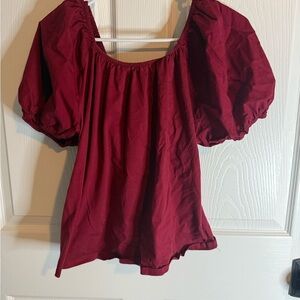 Chic Burgundy Puff Sleeve Blouse